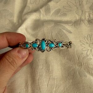 Carolyn Pollack Silver-Tone Cuff with Turquoise Cabochons